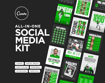 Football Social Media Templates | Canva Gameday Graphics, Rosters & Stats | Digital Download