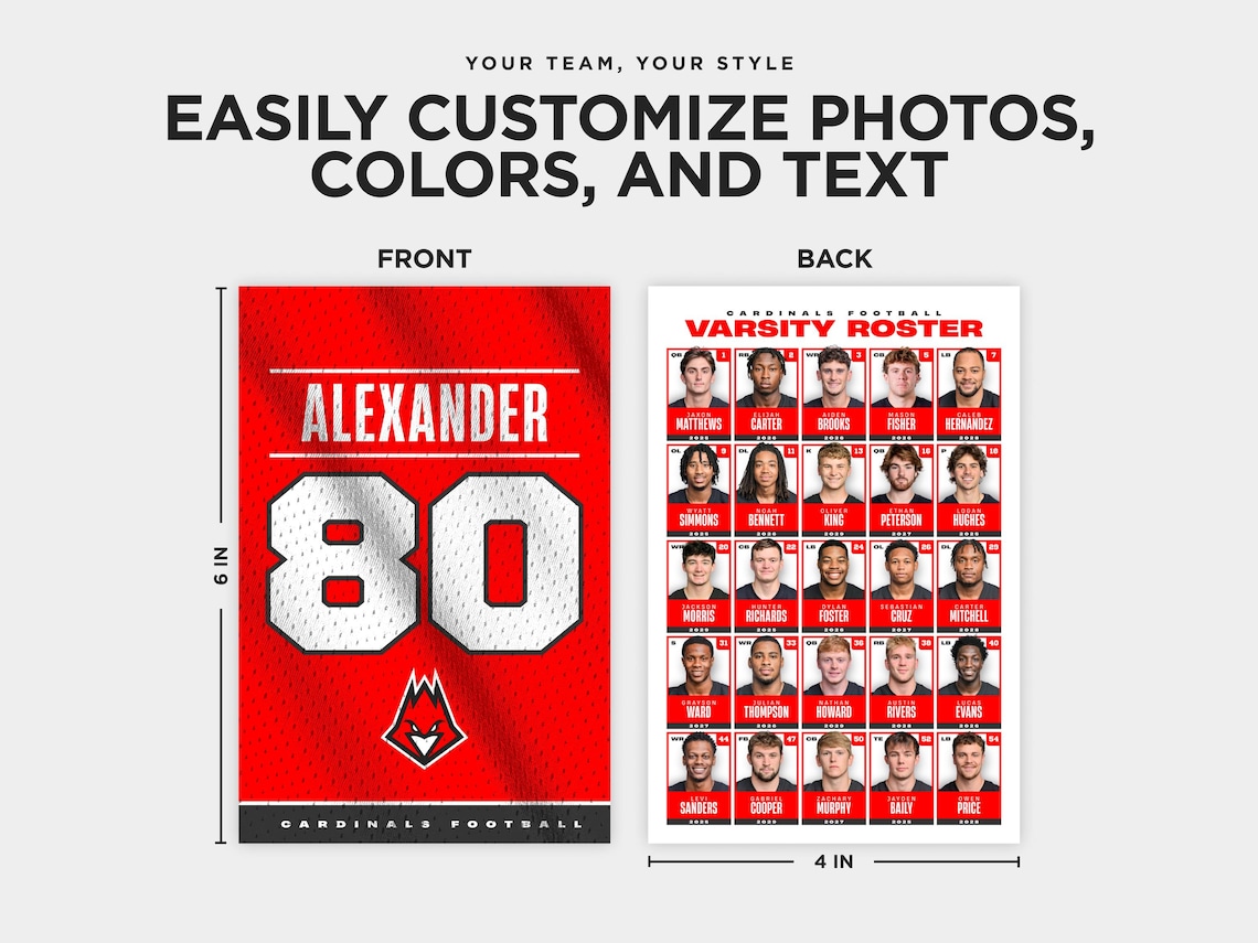 Customizable Team Lanyard Template - Editable Team Roster Card, Team ...