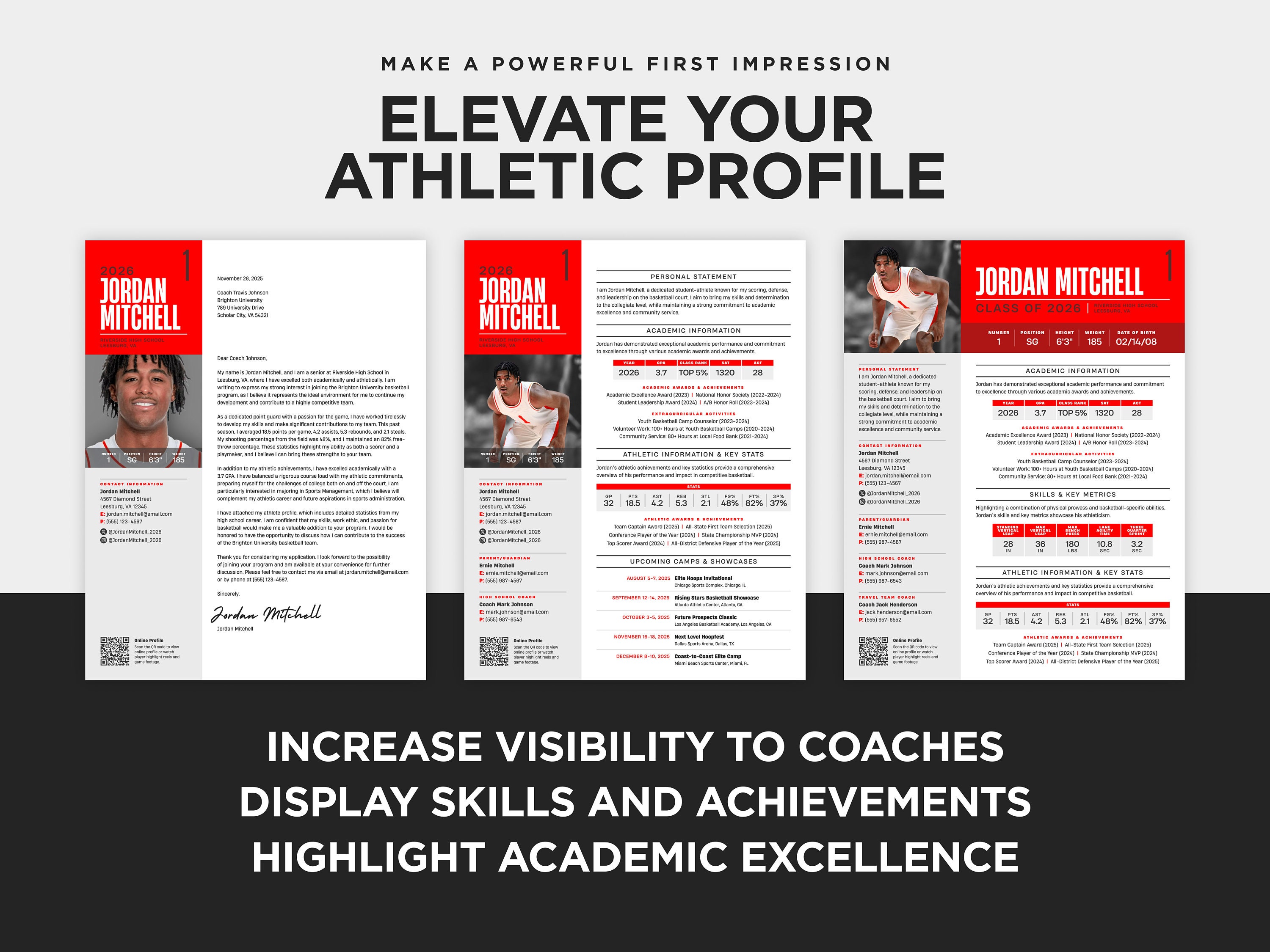 Customizable Athletic Profile Template for College Recruiting Perfect Customizable Athletic Profile Template for College Recruiting Perfect