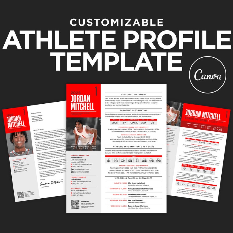 Athletic Resume Template - Etsy