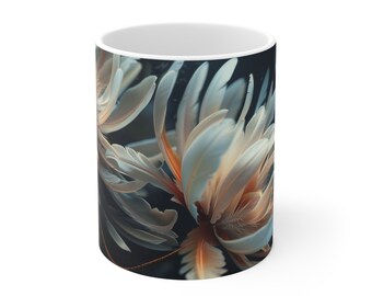 Feathers Ceramic Coffee Cups, 11oz