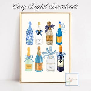 Champagne Wall Art Bar Cart Decor Champagne Poster Girly Wall Art Trending Wall Prints Bar Wall Art cozydigitaldownloads Printable Wall Art