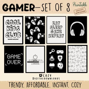 Boy Wall Art, Video Game Art, Game Room Decor, Video Game Controllers Print, Gifts for Gamer Set of 8 Downloadable Prints, Playroom Wall Art