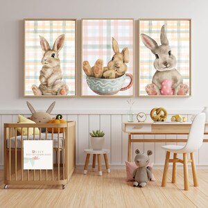 Bunny Wall Art, Printable Wall Art, Watercolor Bunny Art, Spring Wall Art, Easter Wall Art, Easter Printable, Nursery Decor, Kids Room Decor