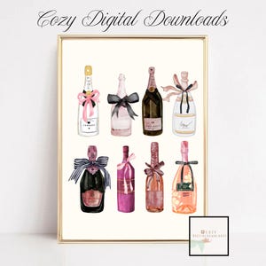 Champagne Wall Art Bar Cart Decor Champagne Poster Girly Wall Art Trending Wall Prints Bar Wall Art cozydigitaldownloads Printable Wall Art