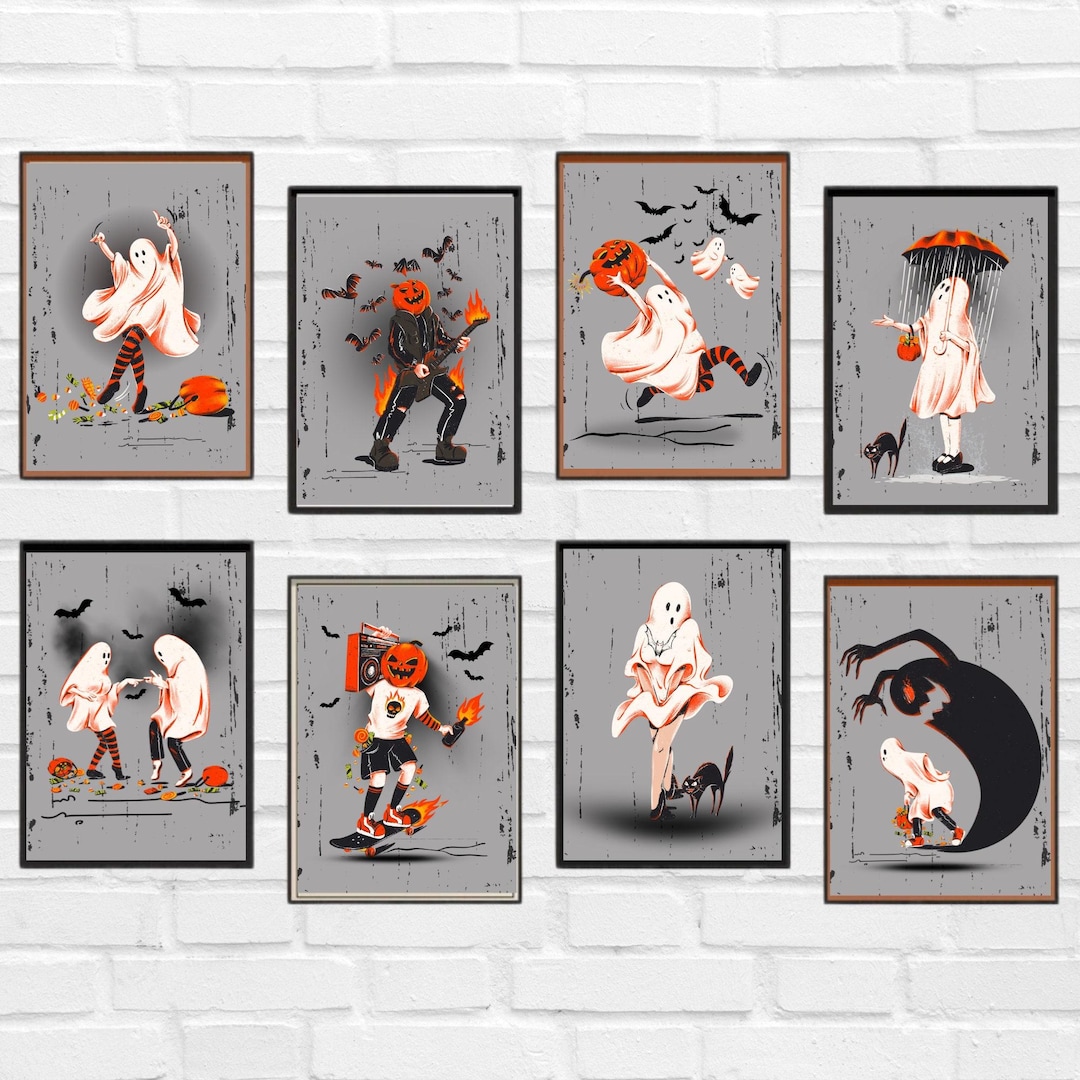 Vintage Halloween Ghost Print Set: Spooky Fall Decor (digital Download ...