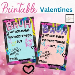 Bruh It&#39;s Valentine&#39;s Day, Tween Valentine, Funny Kids Valentine, Classroom Valentines, For Older Kids, For Boys, Printable School Valentine