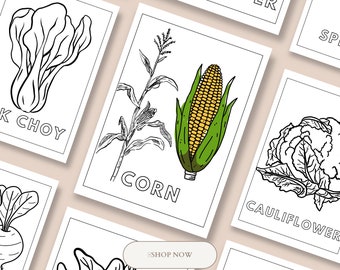 Kolorowanka z warzywami: 30 szczegółowych ilustracji ogrodów (wersja cyfrowa do pobrania)