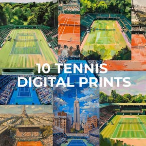 10 Printable Tennis Posters, Tennis Tournament Wall Art Set,Digital Sports Decor, Tennis Print, Tennis Lover, Tennis wall art, Sports Art
