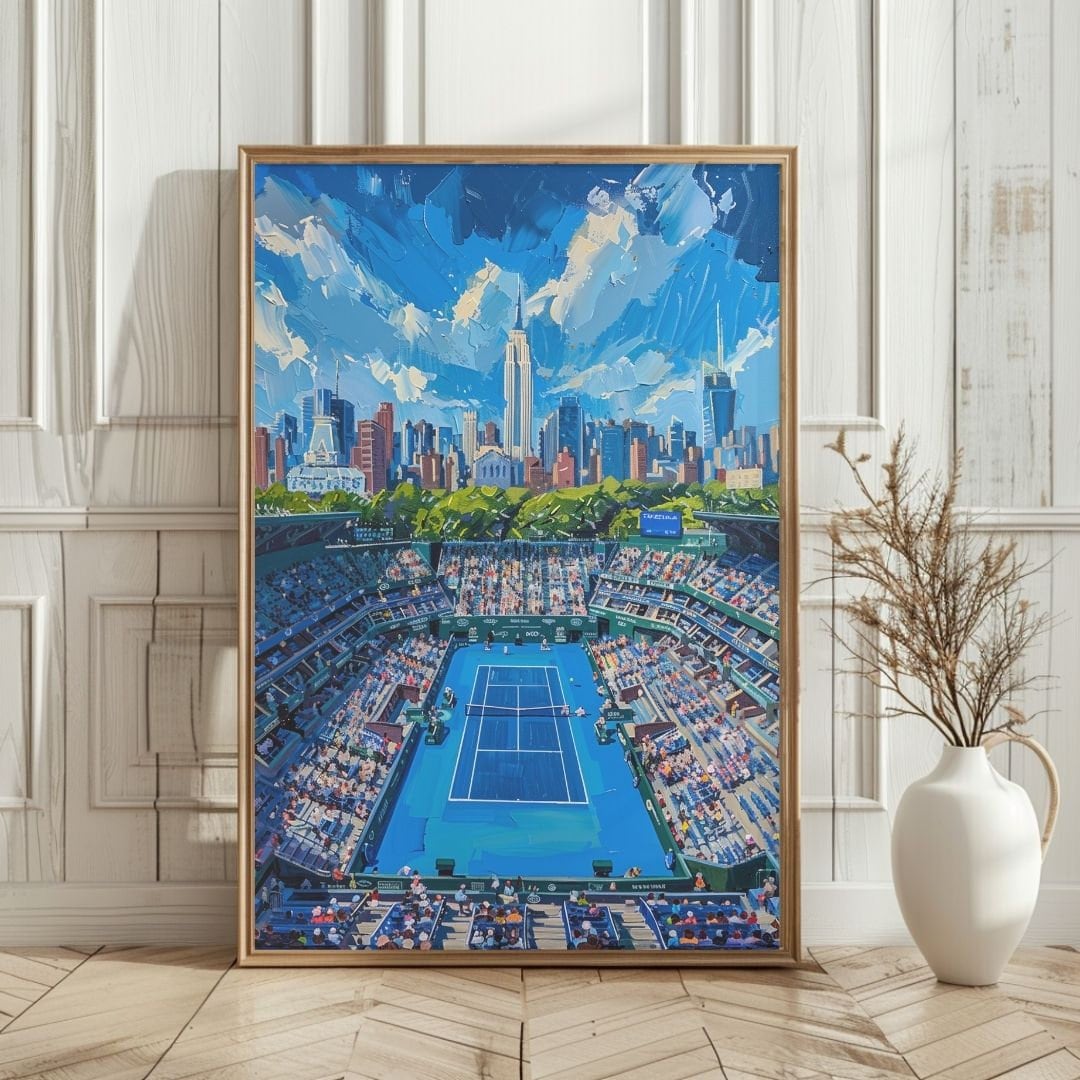 Arte mural de tenis, póster de Grand Slam, póster de tenis, arte de la ciudad de Nueva York, póster de la ciudad de Nueva York, póster de tenis vintage, tenis de Nueva York, tenis