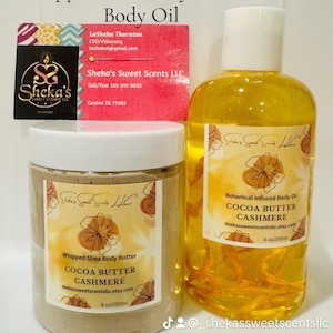 Whipped All Natural Unrefined Shea Body Butter and Botanical Infused Body Oil Combo