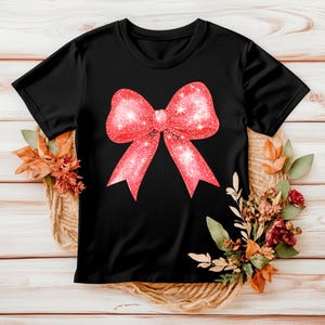 Red Glitter Coquette Bow PNG Sparkly Bow Sublimation Design Christmas Valentine&#39;s Day Craft File Tumbler Wrap PNG Holiday Digital Download