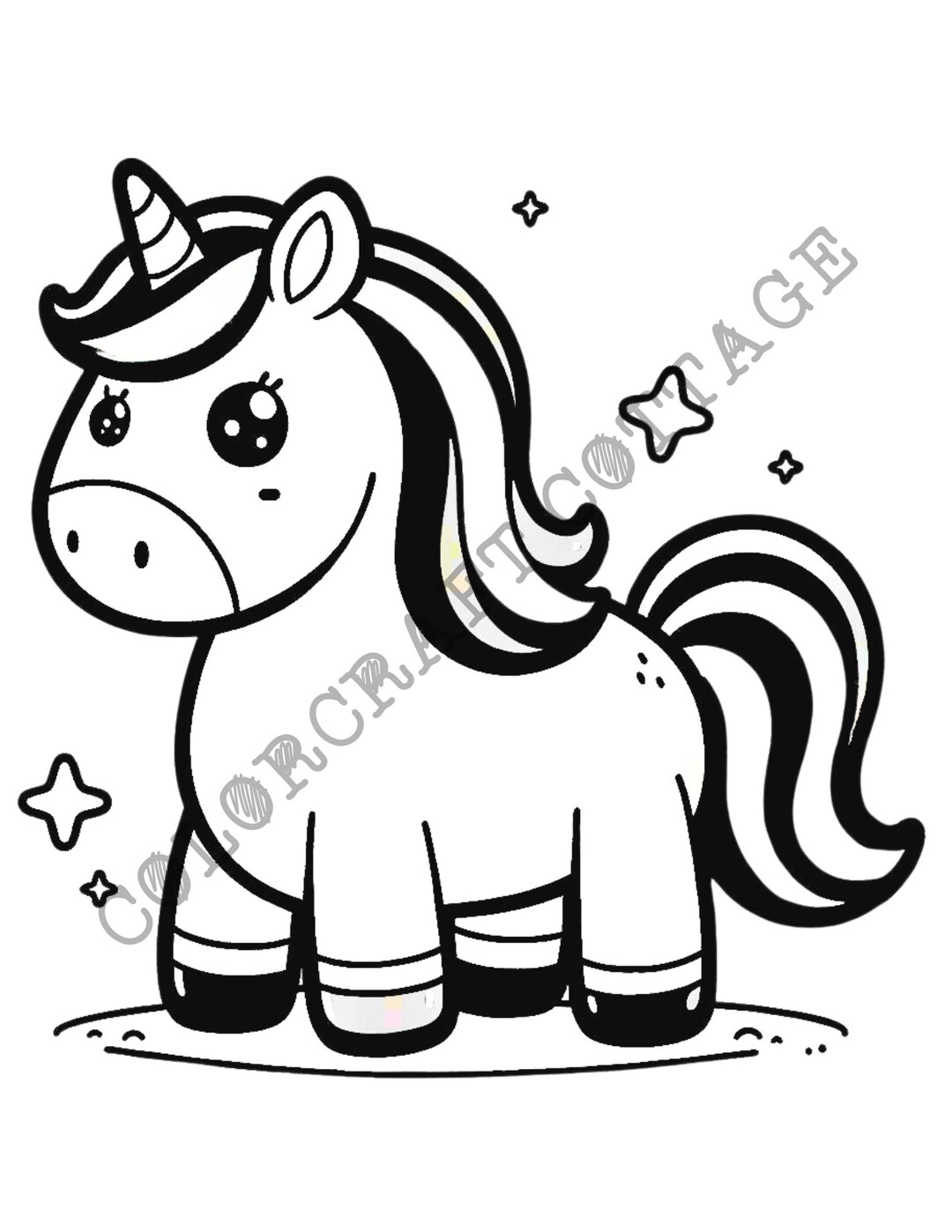 Enchanting Unicorn Coloring Page, Printable Unicorn, Unicorn Party, Unicorn Birthday, Instant ...