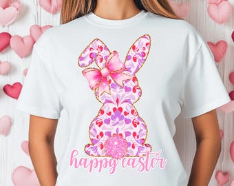 Vrolijk Pasen paashaas roze bloemen chinoiserie png roze toile paashaas paashaas png Grand Millennial Easter png
