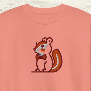 Süßes Chipmunk-Sweatshirt mit Fliege, Unisex-Freizeitkleidung, bezauberndes Tierdesign, Damen- und Herren-Premium-Sweatshirt