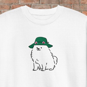 Groot geborduurd ontwerp: schattige samojeedhond met hoed, sweater voor hondenliefhebbers, unisex vrijetijdskleding, kerstcadeau-idee premium kwaliteit