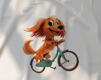 Camiseta com estampa de Golden Retriever andando de bicicleta, camiseta engraçada para amantes de cães, camiseta com arte de animal de estimação adorável, presente para amantes de animais, design exclusivo para cães