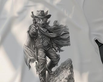 Maglietta con grafica di gatto cowboy, maglietta con gatto in stile western, regalo divertente per gli amanti dei gatti, abbigliamento per gatti alla moda, maglietta da cowboy con gattino, maglietta con arte di gatto