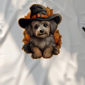 Cute Halloween Dog Shirt, Adorable Shih Tzu in Witch Hat, Cartoon Dog T-Shirt, Fall Pet Graphic Tee, Halloween Outfit, Dog Lover Gift
