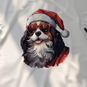 Grappig kersthondenshirt, kerstmuts zonnebril T-shirt, cool hondenliefhebber cadeau, vakantie huisdierkleding, kerst hondenshirt, feestelijk hondenshirt