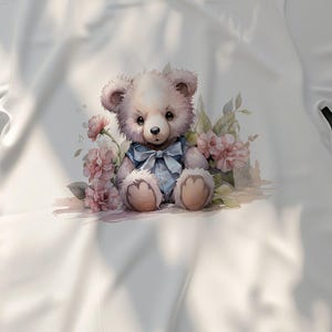 Cute Teddy Bear T-Shirt, Floral Teddy Design Tee, Adorable Floral Bear Shirt, Cute Bear Print T-Shirt, Unique Bear Gift T-Shirt, Kids Bear