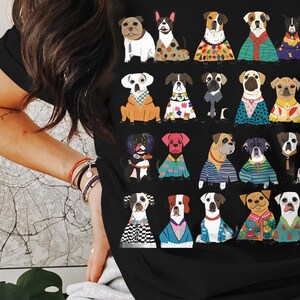 Cute Anime Comfort Colors Group T-Shirt, Assorted Dogs in Stylish Outfits, Fun Animal Tee for All Ages, Unique Gift for Dog Lovers