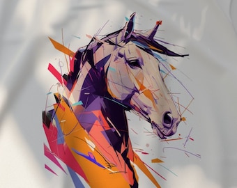 Abstract Horse Design T-Shirt, Artistic Equine Print Tee, Unique Horse Lover's Gift, Stylish Casual Wear, Unisex Horse Graphic T-Shirt