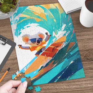 Surfing Koala Puzzle for Adults and Kids Fun Jigsaw Ranges 30 to 1000 Pieces Colorful Puzzle Art Animal Themed Puzzle