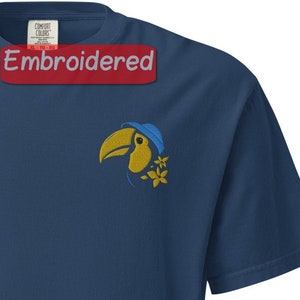 Tropical Toucan Bird Embroidered T-Shirt, Unisex Comfort Fit, Casual Wear with Stylish Design