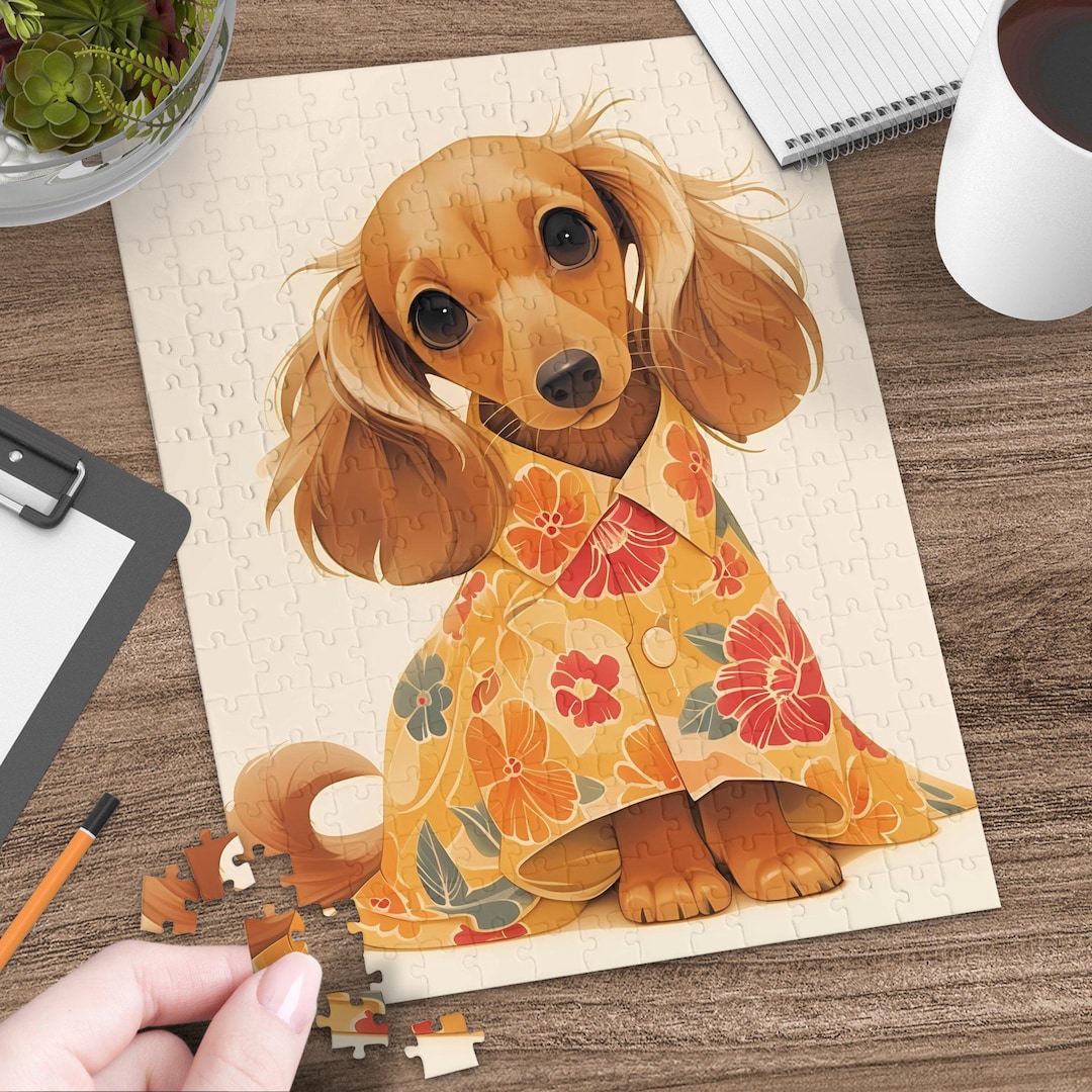 Cute Dachshund Jigsaw Puzzle for Adults and Kids, Adorable Dog Puzzle ...