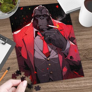 Boss Gorilla Puzzle for Kids and Adult, 30, 110, 252, and 520 Pieces, Fun Brain Teaser Game, Challenging Activity, Unique Art Design