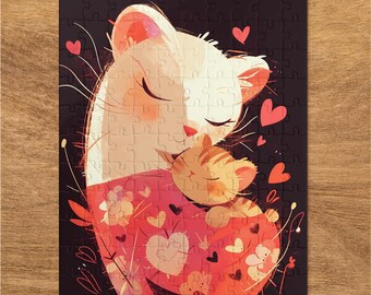 Cat and Kitten Puzzle, Adorable Cats Jigsaw Puzzle, Heartwarming Cat Art Puzzle, Fun for Adults and Kids, 30 to 1000 Pieces