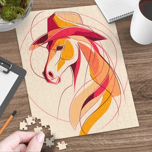 Colorful Horse Puzzle for Kids and Adults, 30, 110, 252, and 520 Pieces, Fun Family Activity, Vibrant Horse Puzzle