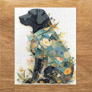 Colorful Geometric Dog Puzzle Labrador Floral Design Jigsaw Available in 30 110 252 520 and 1014 Pieces for Kids and Adults