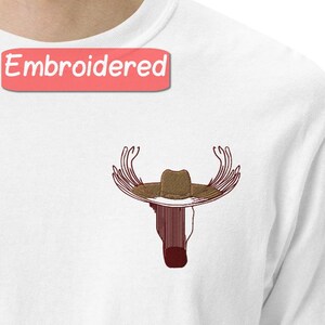 Western Hat Borduurontwerp Comfort Kleuren Shirt, Casual Boho Style Unisex Kleding, Artistiek Cowboy Grafisch T-shirt, Uniek cadeau-idee