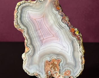 SM Laguna Agate Specimen Slab with Intense Parallax Pink Banding, Chihuahua Mexico