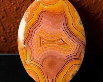 XL Orange banded Montana Dryhead Cabochon, Mexican Gemstone Specimen 83ct
