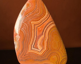 XL Orange banded Montana Dryhead Cabochon, Mexican Gemstone Specimen 131ct