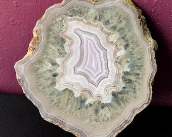 XL Laguna Agate Specimen Slab with Parallax Purple Banding, Chihuahua Mexico