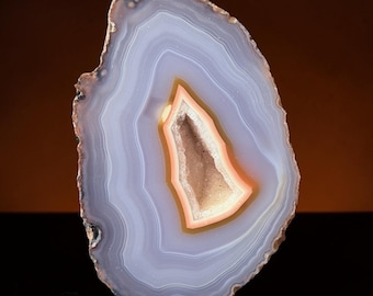 Moctezuma Agate 3”  Baby Blue and Orange Band, Chihuahua Mexico