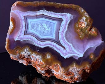 Purple Passion Agate 2 1/4” Full Pattern, Ultra Rare Mexican Banded Gemstone Specimen