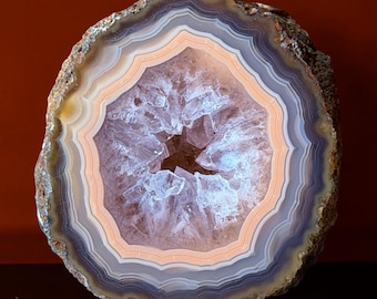 Moctezuma Agate 1.75”  Orange with Crystal Center, Chihuahua Mexico