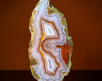 Lg Agua Nueva Agate Slab 4”, Rare Mexican Specimen, Top Shelf