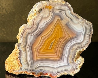 MED Laguna Agate Specimen Slab with Parallax Gold Banding, Chihuahua Mexico