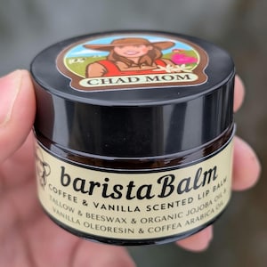 COFFEE LIP BALM: Tallow, Jojoba Oil, Vanilla Oleoresin, Coffea Arabica Oil, Beeswax (1.2oz)