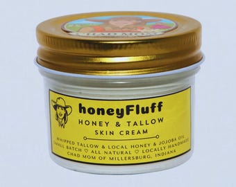 HONEY TALLOW CREAM: Raw Honey, Jojoba Moisturizer - 3oz