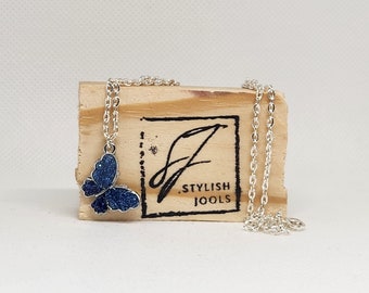 Blue Butterfly Pendant Necklace