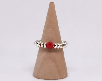 Red Coral Bead Ring