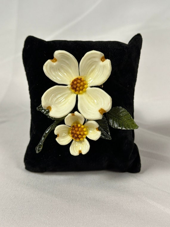 Vintage Celluloid and Dogwood Brooch