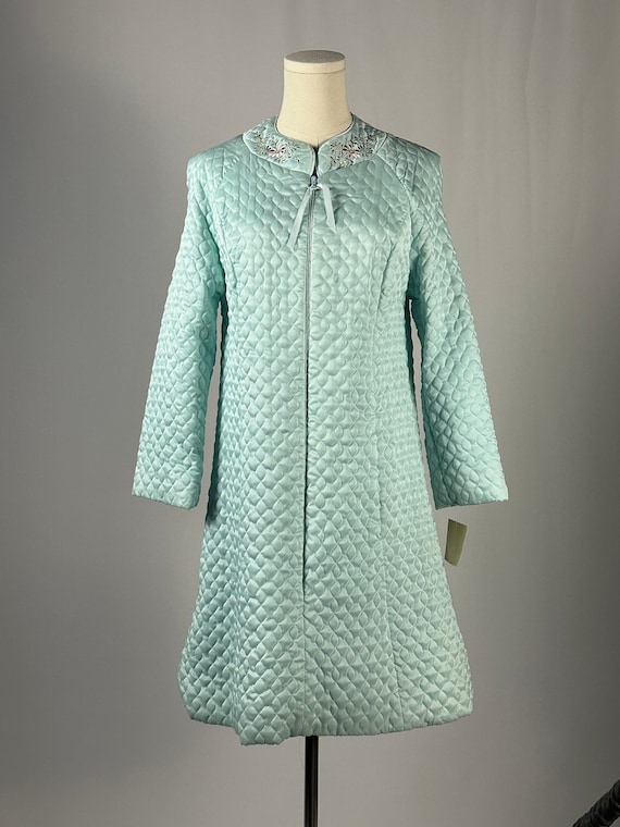 1960s Barbizon Satin Serene Quilted Robe/Housecoat